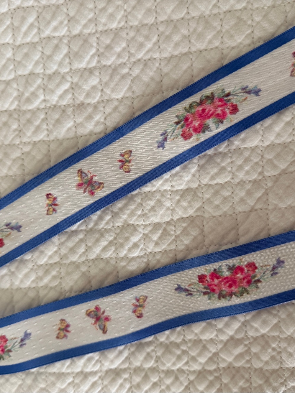 Floral Ribbon Trim with Blue Edge -   belonging to Felicity of Pleasant Company